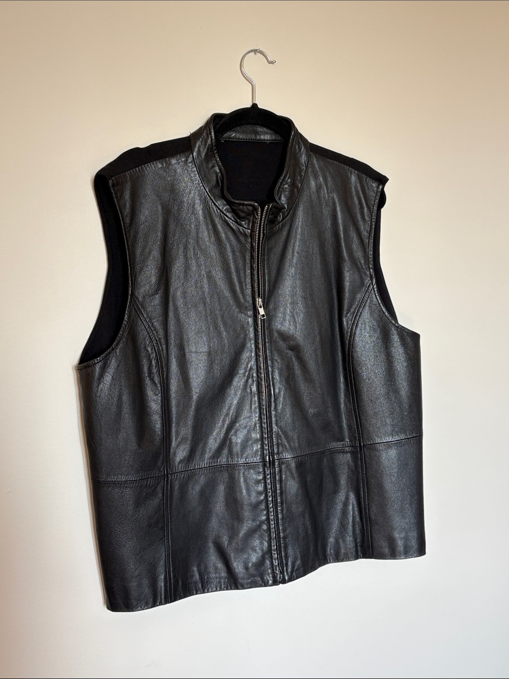 Leather Vest XXL Black .